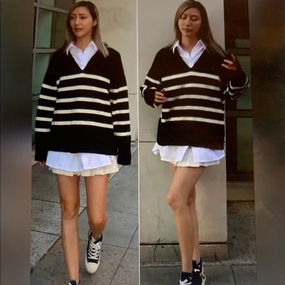 Zara Sweaters - Zara Black and White Striped Sweater